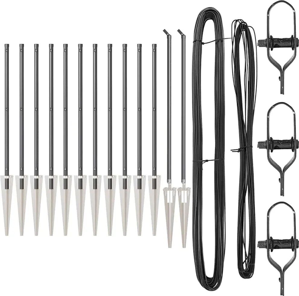 vidaXL Kerítésoszlop 13 pcs Szürke Acél
