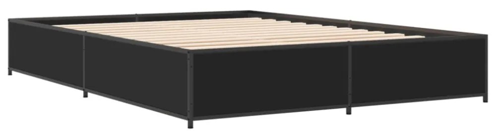 fekete szerelt fa és fém ágykeret 135 x 190 cm