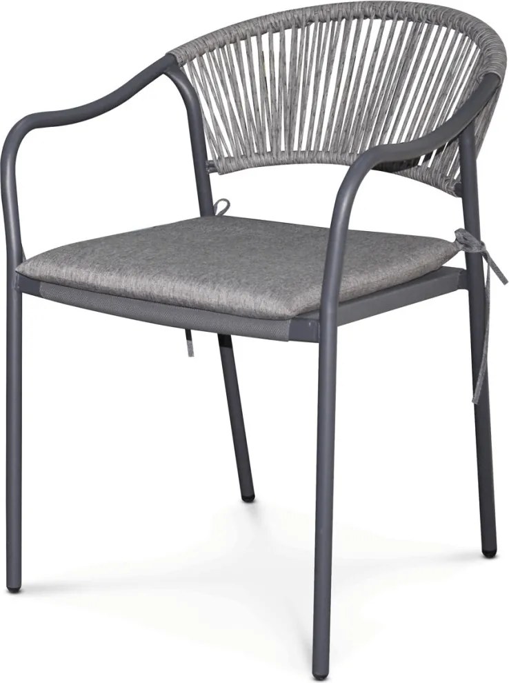 Kerti szék, fém, polyrattan, szürke, AZC-L1352 GREY