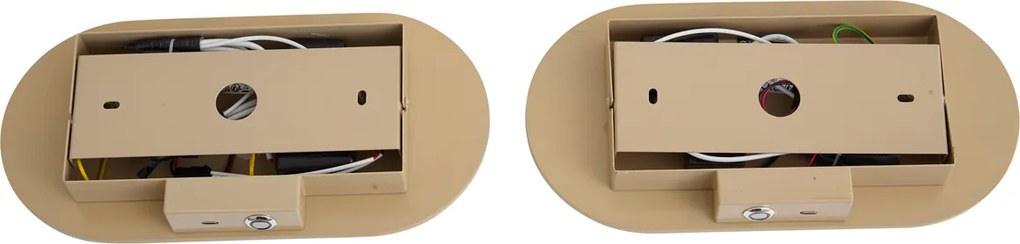 2 db-os Retro fali lámpa szett taupe színben, LED-del, 3 fokozatban dimmelhető és USB-C-vel - Lila