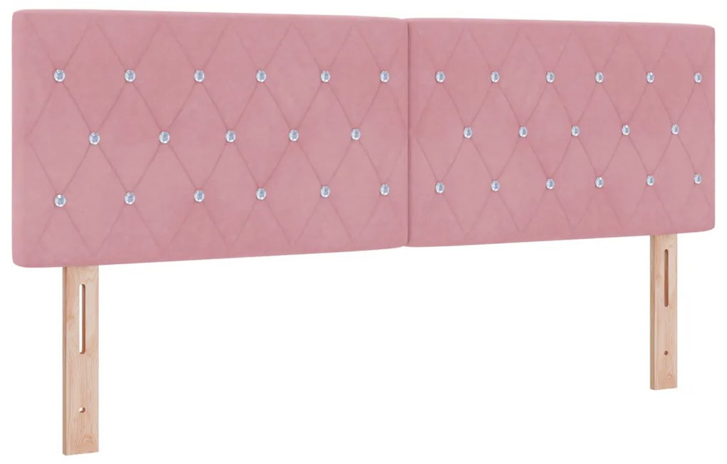 Rózsaszín Boxspring Ágy Matraccal 160x200 cm Bársony