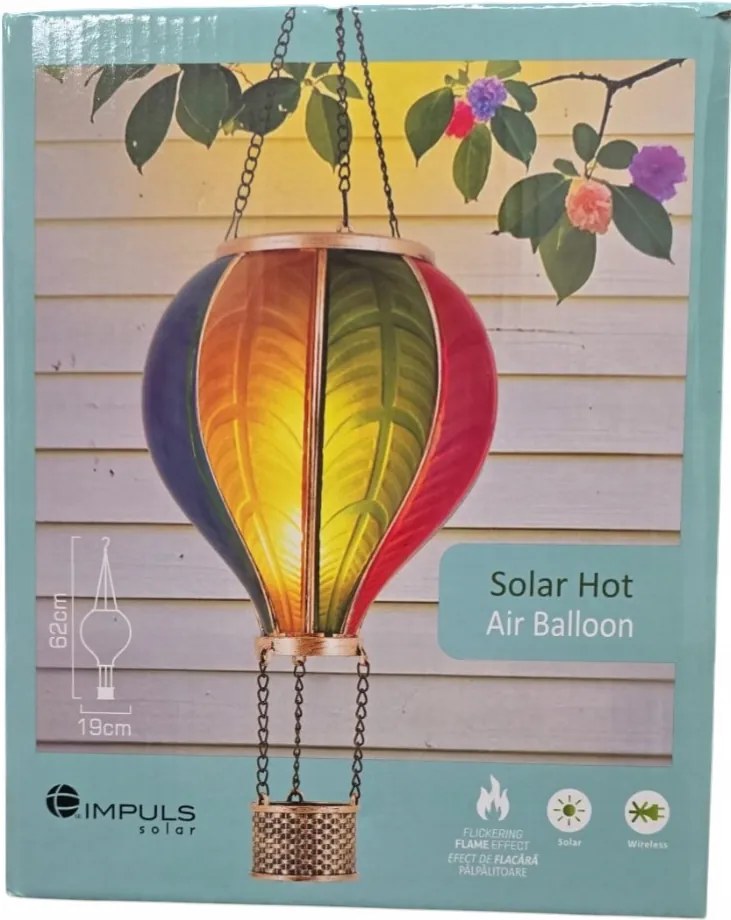 Dekorációs lámpa napelemes lufi láng led alkonyérzékelő 19x62 cm