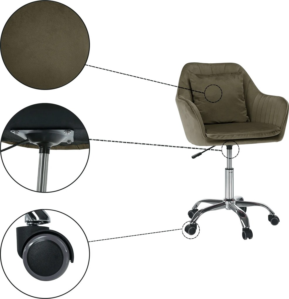 Irodai fotel, szürkésbarna Taupe Velvet anyag/króm, KLIAN