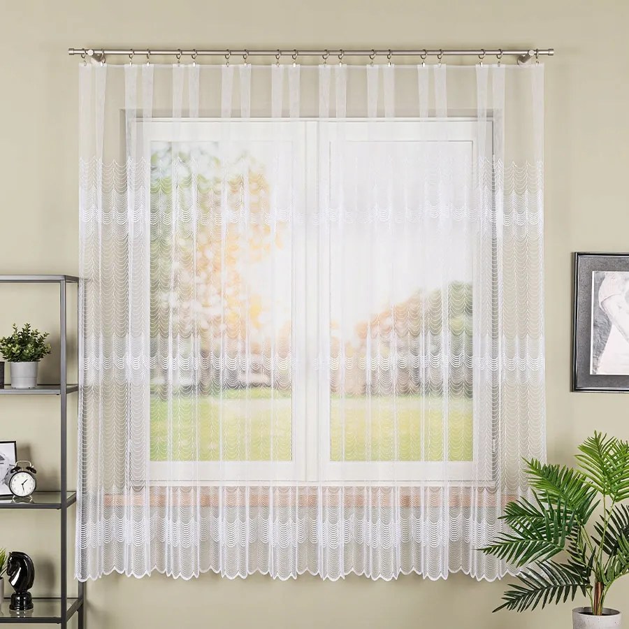 Mg függöny 108192 Markizeta Háló Fehér hímzés 350x180cm Kész M Szalaggal