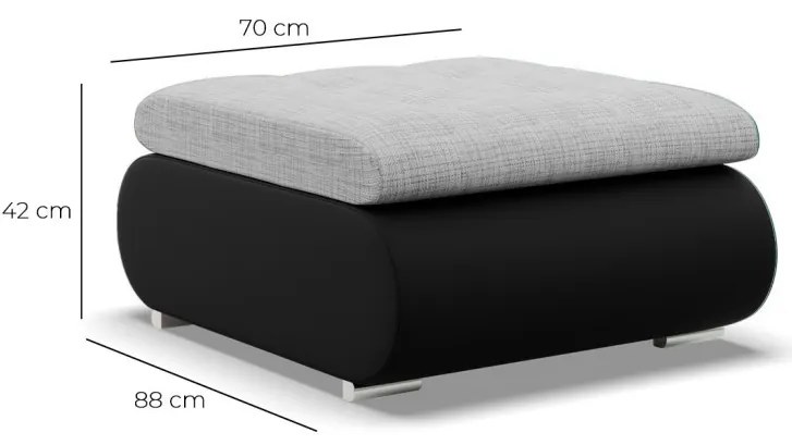 Tokio puff, fonott + műbőr, szürke - fekete