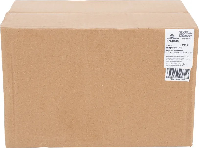 Vizespohár készlet, 6db, 350 ml, rózsaszín, FREGATA TYP 1