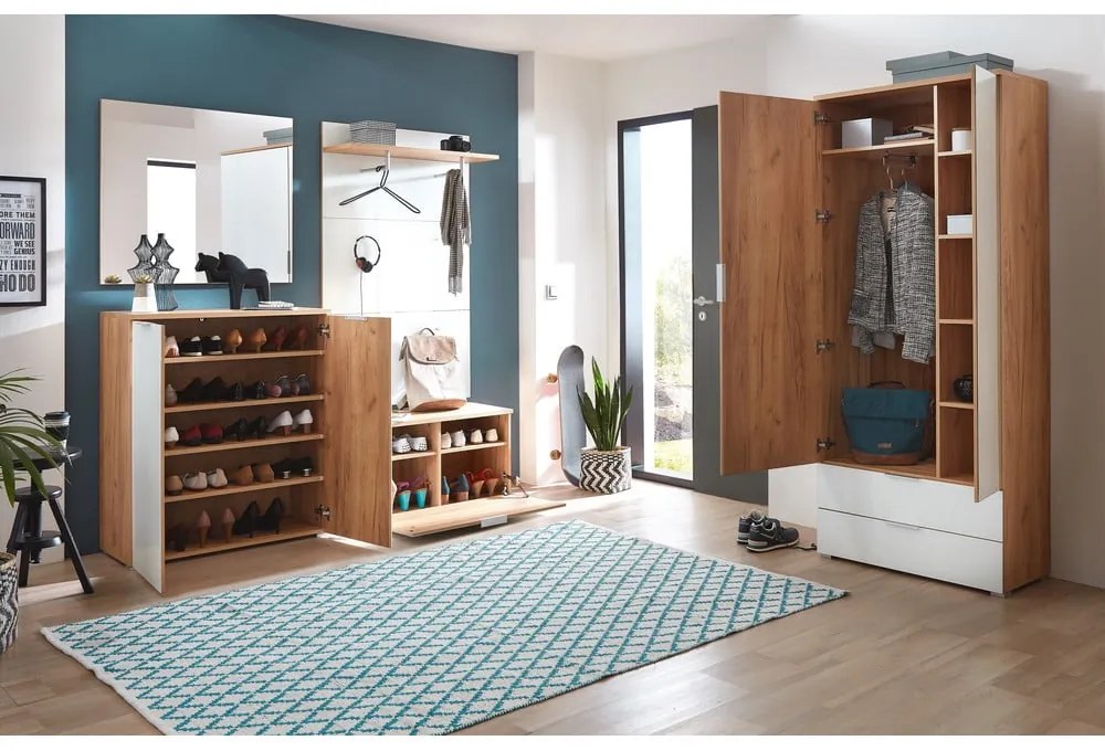 Fehér cipőtartó tölgyfa dekorral Telde - Germania