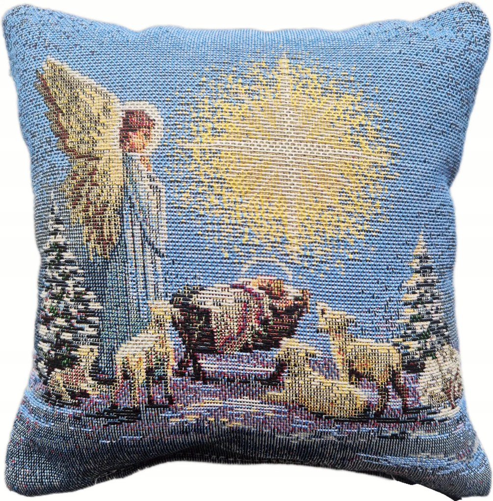 20x20 cm-es kispárna angyallal és gyerekkel karácsonyi gobelin