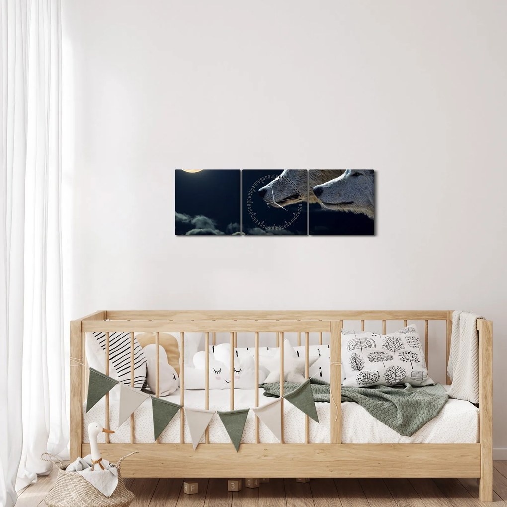 Farkas üvöltés a holdra képe (órával) (90x30 cm)