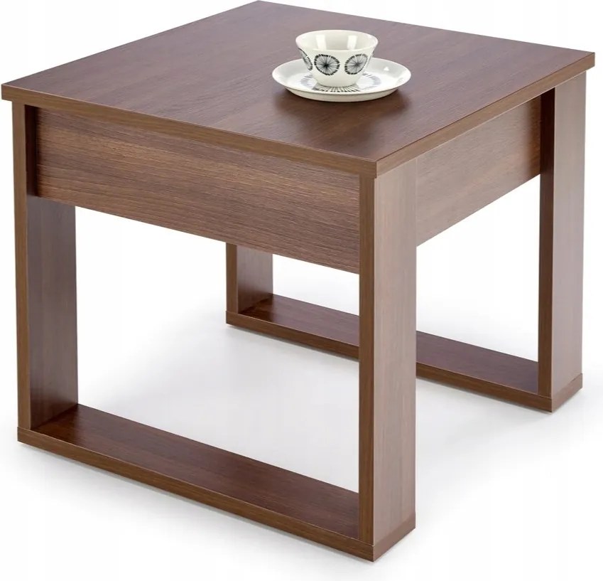 Dohányzóasztal sötét dió pad fiókkal irodai nappali Nea Négyzet