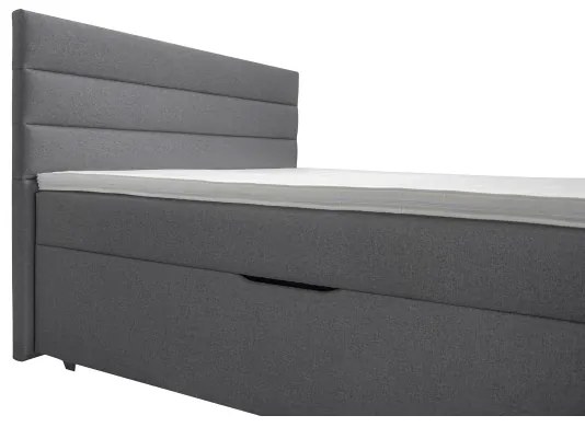NEW BOLERO kárpitozott ágy 160x200 cm, tárolóhellyel, matracokkal és fedőmatracokkal, szürke
