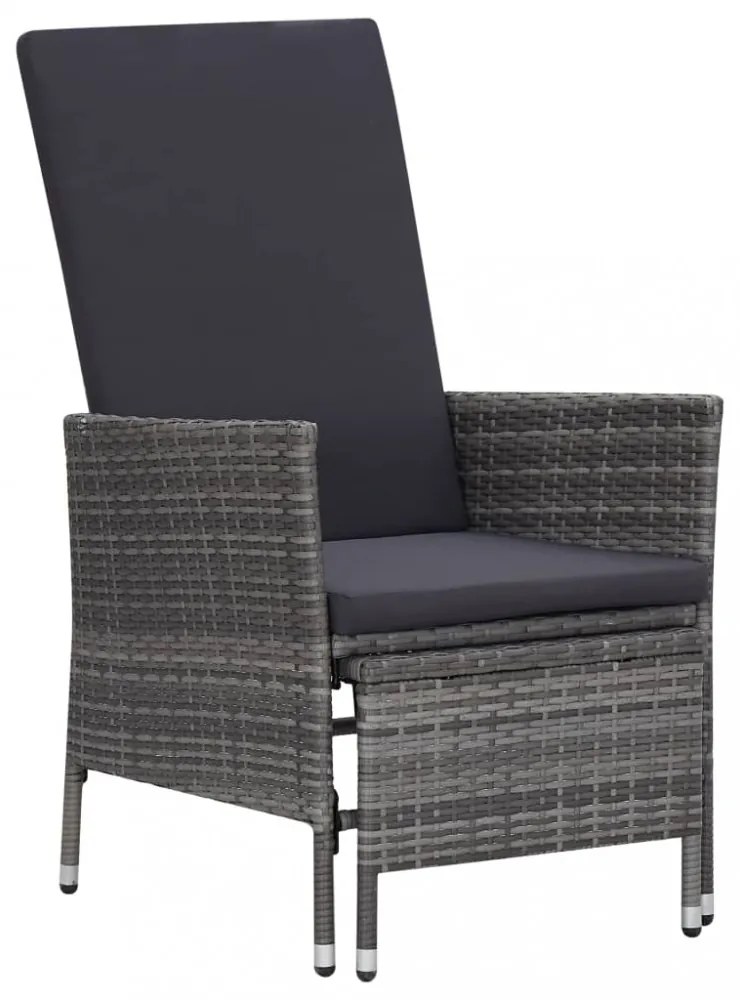 2 részes szürke polyrattan kerti bútorszett párnával
