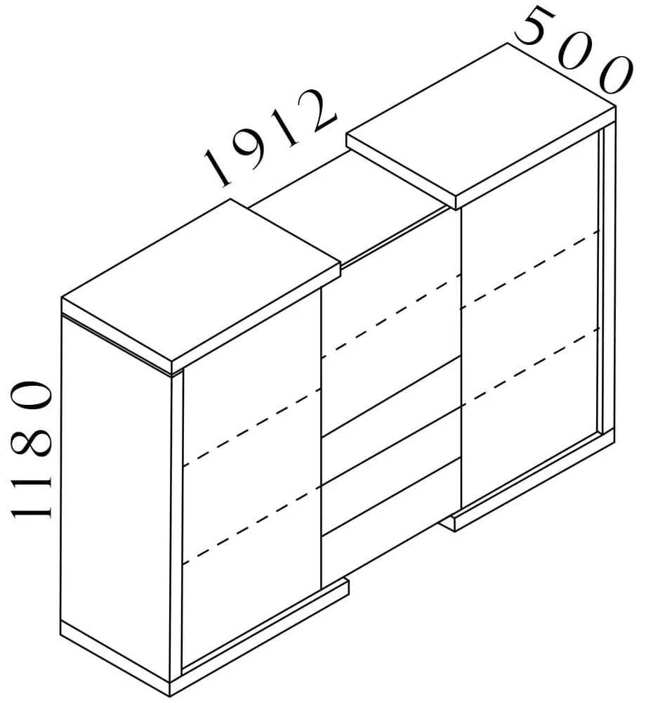 Lineart közepes szekrény 191,2 x 50 x 118 cm, bodza sötét / fehér