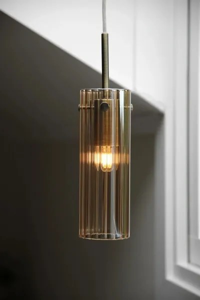 Markslöjd 109015 - Kábeles függőlámpa TIBIA 1xE14/40W/230V füstös bézs/sárgaréz