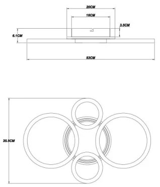 Globo 48039-40 LORETTA LED mennyezeti lámpa 40W, 35,5x53 cm, fekete
