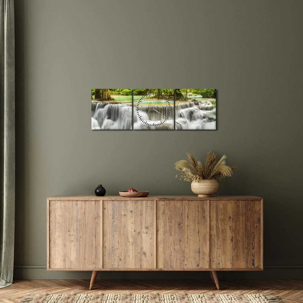 Vízesések képe (órával) (90x30 cm)