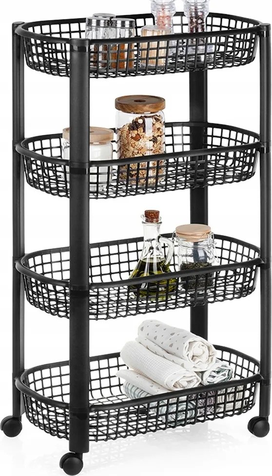 Keskeny Gurulós Könyvespolc Fürdőszobai Konyhai Kocsi 4 Szintes Rendszerező