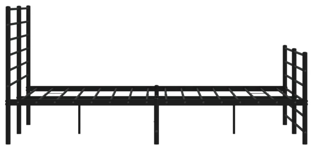 fekete fém ágykeret fej- és lábtámlával 150 x 200 cm