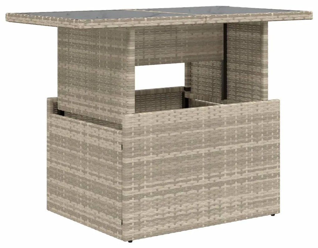 vidaXL szürke polyrattan üveglapos kerti asztal 100x55x73 cm