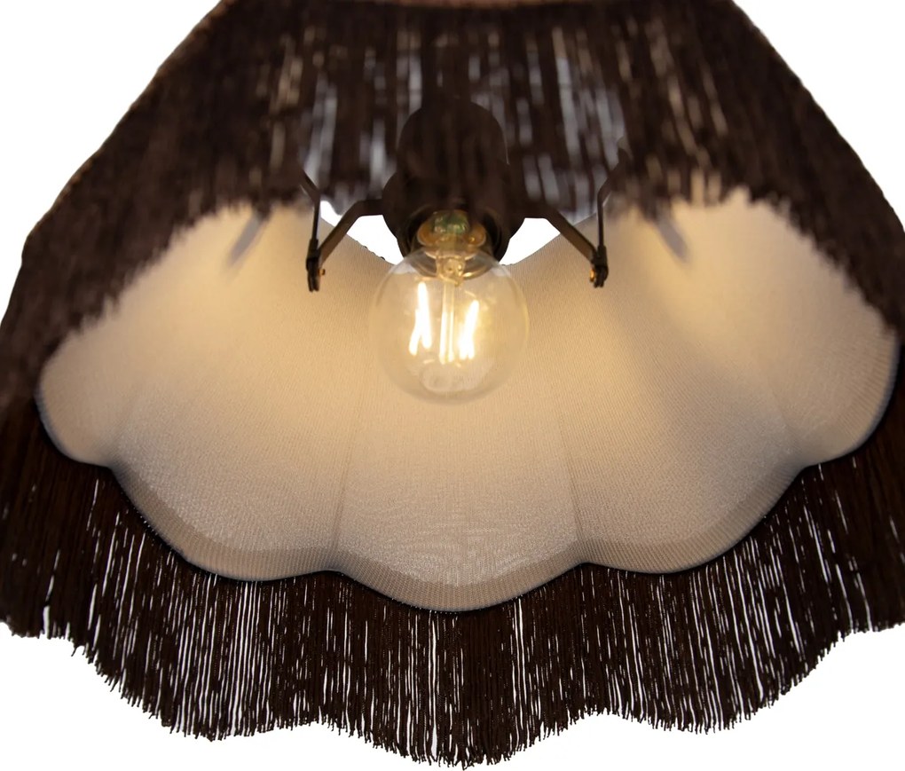 Cavalux Pendant Lamp: Black Fitting, Brown Shade with White Interior, and Plug - 31.5cm
