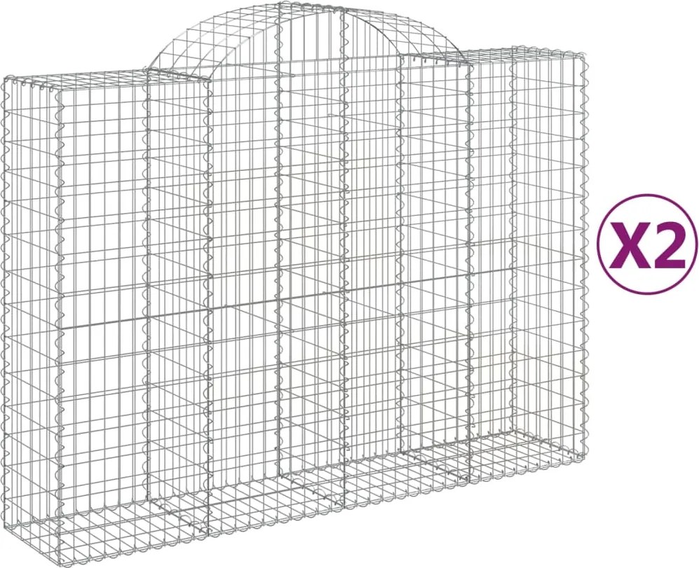 vidaXL 2 db íves horganyzott vas gabion kosár 200x50x140/160 cm