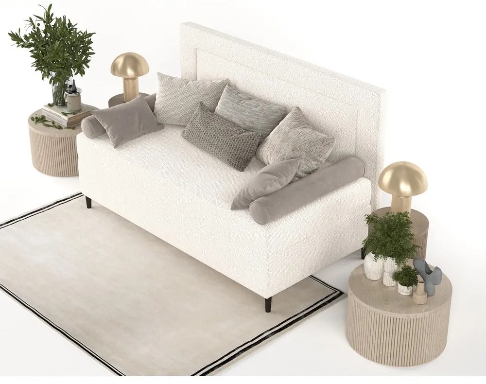 Krémszínű kárpitozott egyszemélyes ágy 100x200 cm Alba – Maison de Rêve