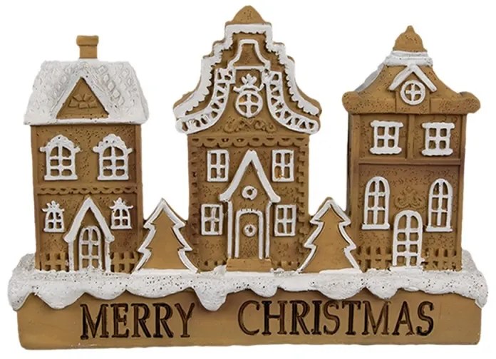 Kis mézeskalács házikó sor Merry Christmas karácsonyi dekoráció