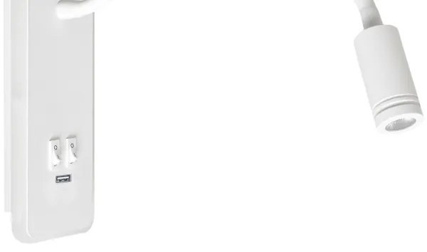 LED flexibilis fali lámpa USB-vel BASE 1xLED/8W+1xLED/2W/230V fehér