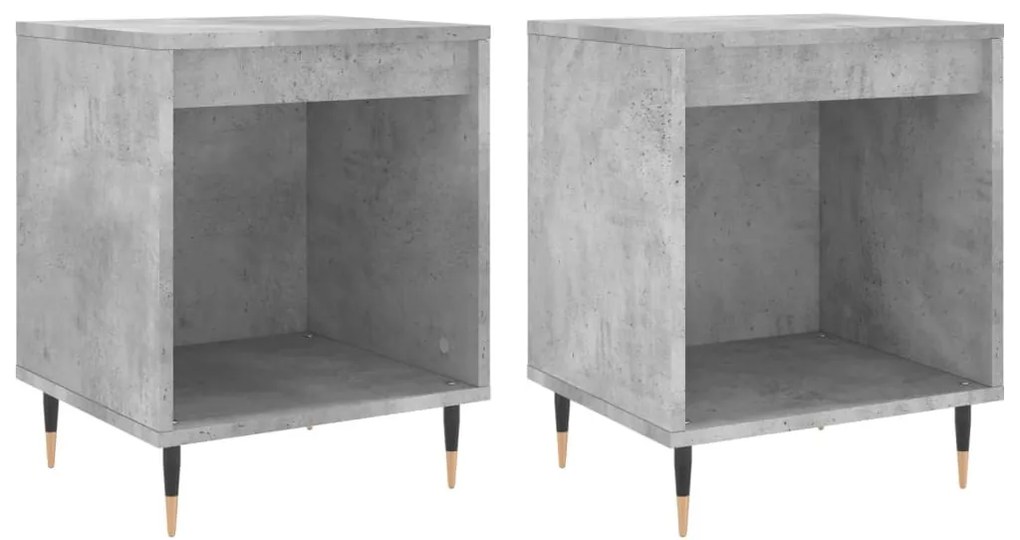 2 db betonszürke szerelt fa éjjeliszekrény 40 x 35 x 50 cm