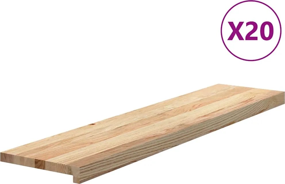 vidaXL 20 db tömör tölgyfa lépcsőfokok kezeletlen 110x25x2 cm