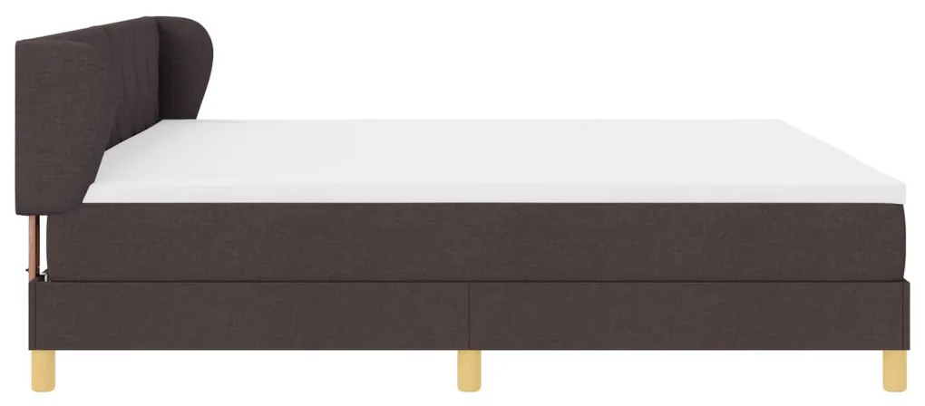 Boxspring ágy matraccal, sötétbarna, 200x200 cm, szövet