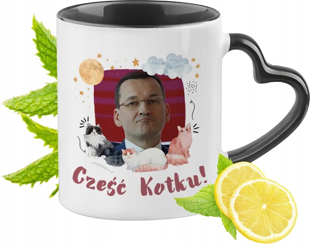 Mateusz Morawiecki Fekete Bögre Szív Alakú Füllel Ajándék