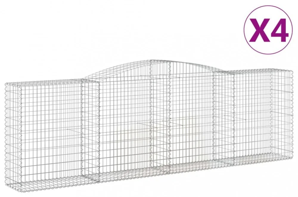 vidaXL 4 db íves horganyzott vas gabion kosár 400x50x120/140 cm