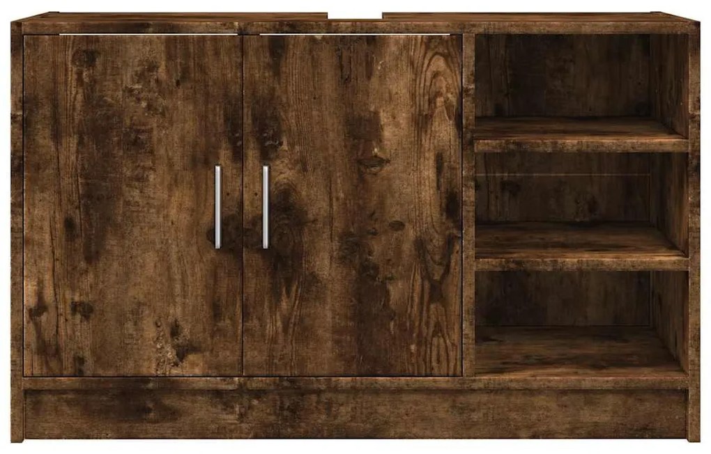 Füstös tölgy színű szerelt fa mosdószekrény 90 x 29 x 55 cm