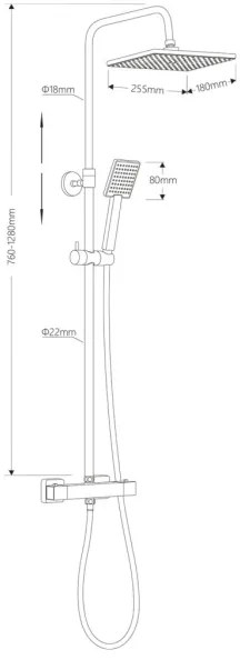 Aqualine - Zuhany készlet termosztatikus csappal TALIA fényezett króm