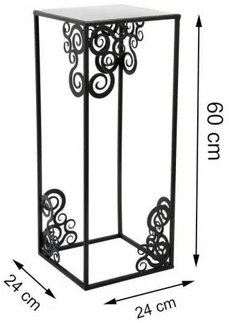 Virágállvány 60x24 cm fekete színben