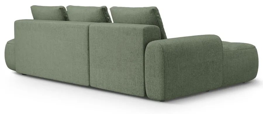 Zöld kinyitható-tárolóhelyes sarokkanapé (bal oldali-heverő résszel) Linz – Cosmopolitan Design