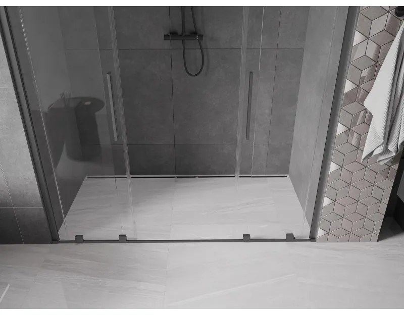 Mexen Velar Duo, tolózuhanyajtó nyitáshoz 180 cm, 8 mm átlátszó üveg, polírozott grafit, 871-180-000-02-95