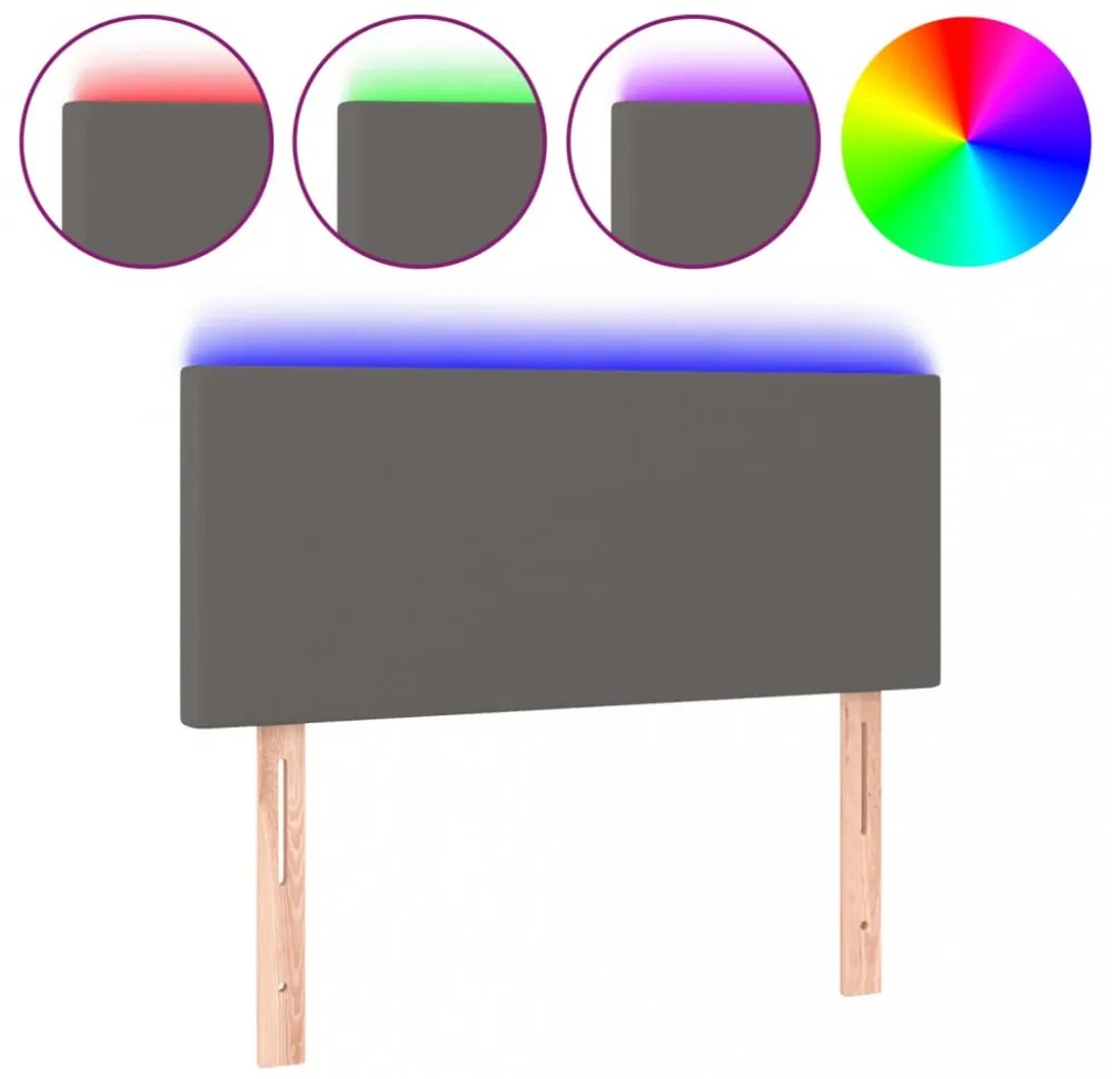 szürke műbőr LED-es fejtámla 80 x 5 x 78/88 cm