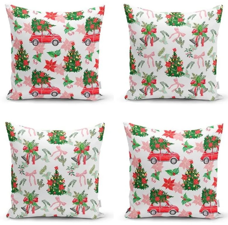 Karácsonyi mintás textil párnahuzat szett 4 db-os 43x43 cm – Mila Home