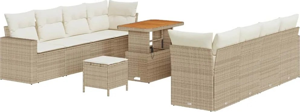 vidaXL Kerti Kanapé Szett 11 pcs Bézs polirattan