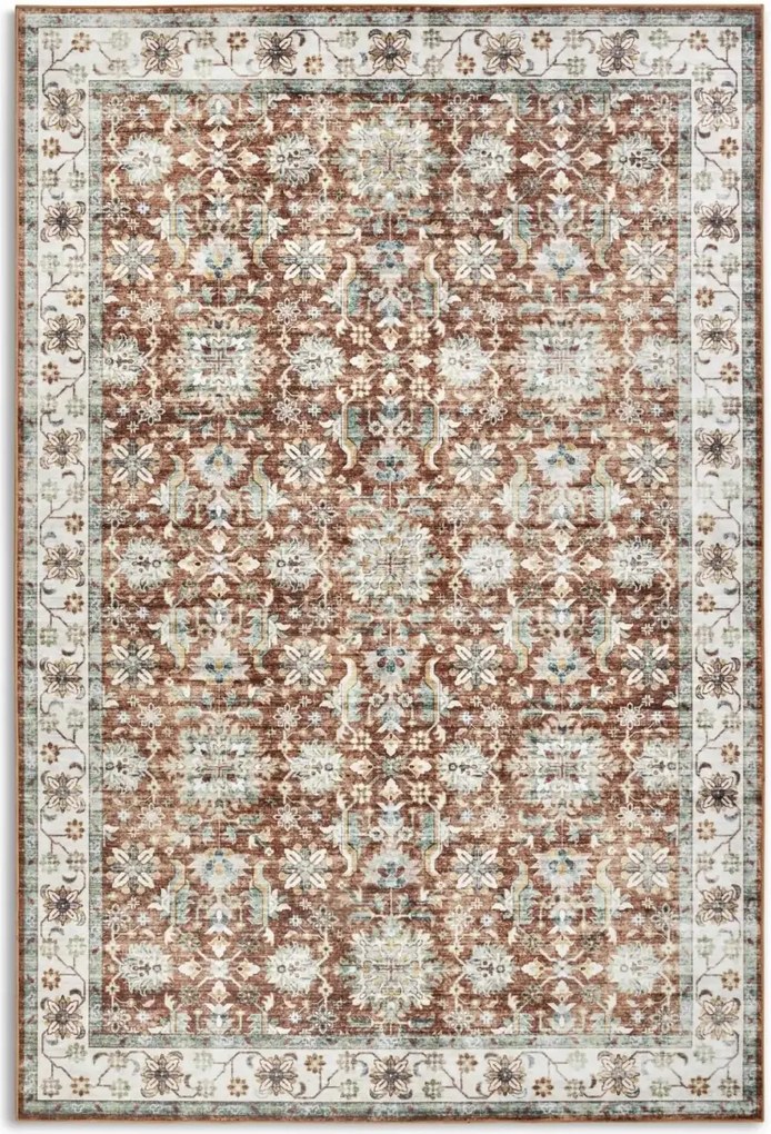 Keleti szőnyeg nappaliba 200x290cm, piros-krém lapos szövésű