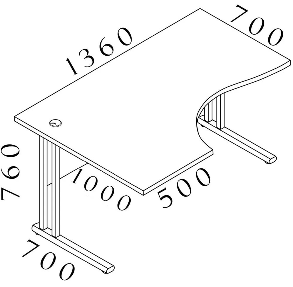 Visio LUX ergonomikus asztal 136 x 100 cm, bal, dió