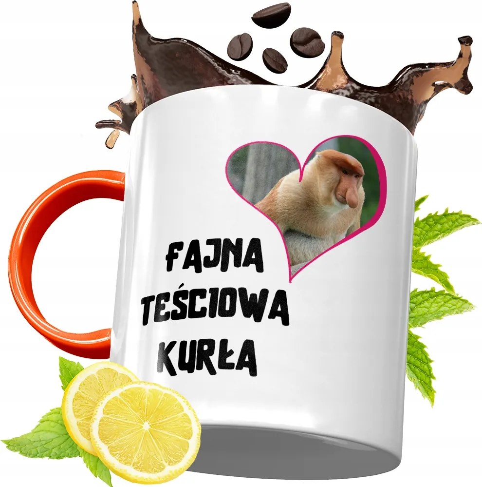 Narancssárga Bögre Anyósnak Ajándékba, fényképes nyomattal