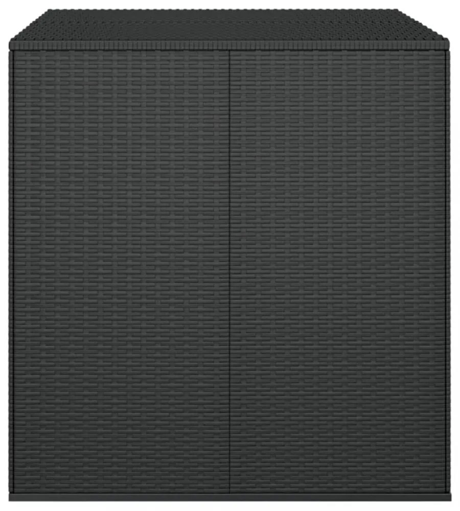 fekete polyrattan kerti párnatartó doboz 100 x 97,5 x 104 cm