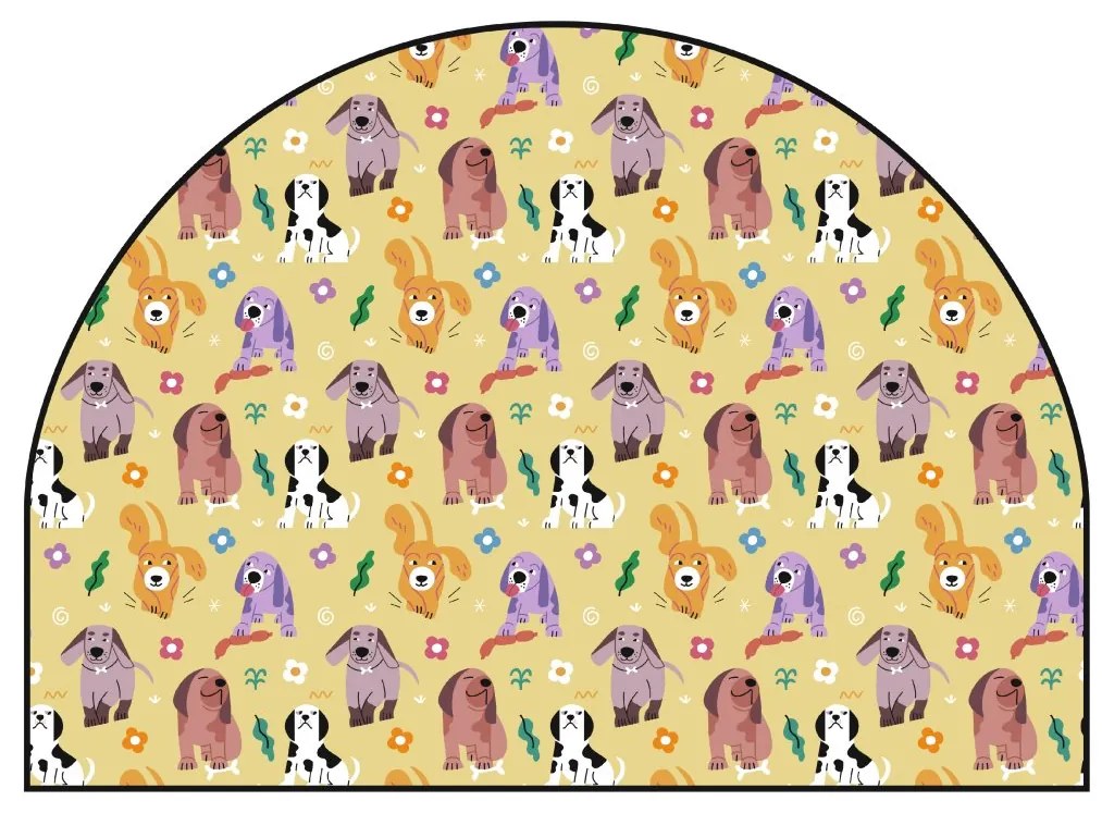 PIPPER. Védő textil falmatrica – Ív – Színes kutyák Méret: 83x60cm, Indíték: név nélkül