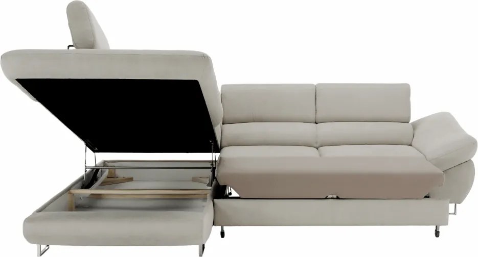 Sarokülőgarnitúra, szürke-bézs taupe, balos, FABIA