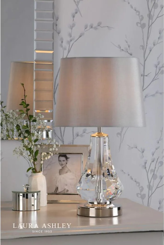 LAURA ASHLEY 3756244-Q HUMBY Kristály Asztali lámpa Fehér, Polírozott nikkel E14 IP20