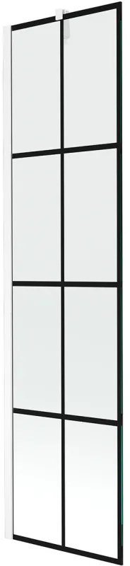 Mexen Next, kádparaván 1 szárny 50 x 150 cm, fix szárny, 6 mm átlátszó üveg fekete mintával, fehér profil, 895-050-000-00-77-20