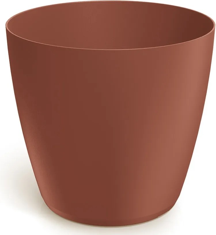 Tégla színű matt műanyag virágcserép 19,8x18,2 cm fedő, sima, modern